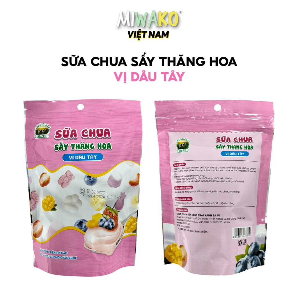 Sữa Chua Sấy Thăng Hoa Ba Vì Gồm 3 Vị Hoa Quả Cho Bé Từ 10 Tháng Ăn Dặm Bổ Dưỡng Giúp Bé Phát Triển Trí Não