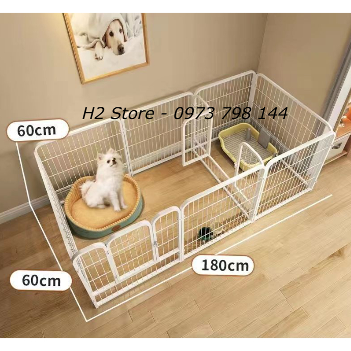 Bộ Tấm Ghép Chuồng Quây Nan Ống Sơn Tĩnh Điện Dành Cho Chó Pháp, Corgi, Shiba Inu, ...  Kích Thước 60x60cm - H2 Store