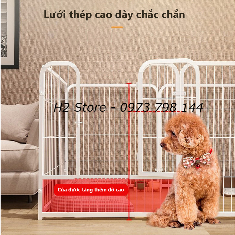 Bộ Tấm Ghép Chuồng Quây Nan Ống Sơn Tĩnh Điện Dành Cho Chó Pháp, Corgi, Shiba Inu, ...  Kích Thước 60x60cm - H2 Store