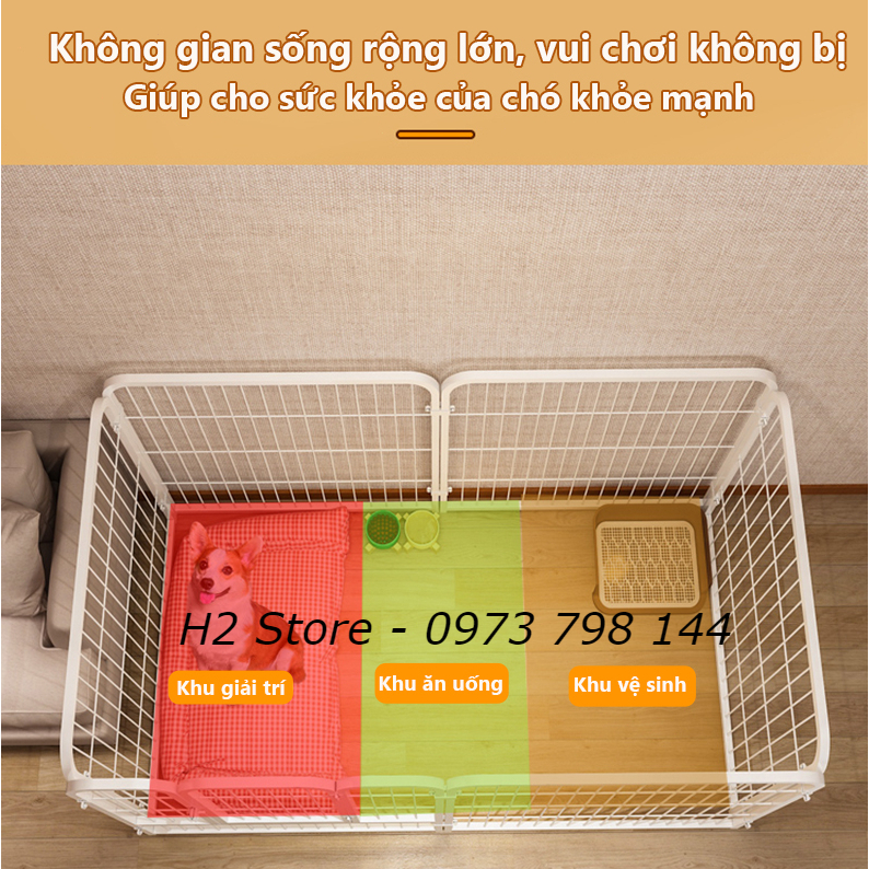 Chuồng chó nan ống cho chó Pomeranian, Bichon Frise, Teddy và những loài chó nhỏ khác kích thước 50*50cm - H2 Store.