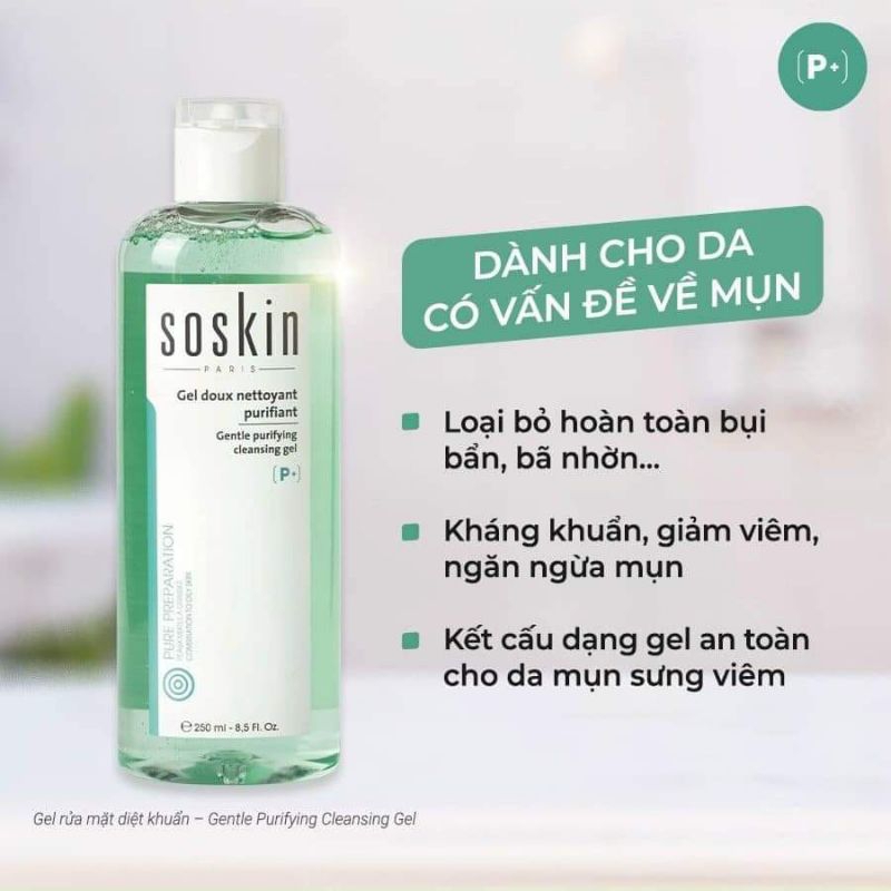 Gel Rửa Mặt Soskin 250ml dành cho da dầu mụn
