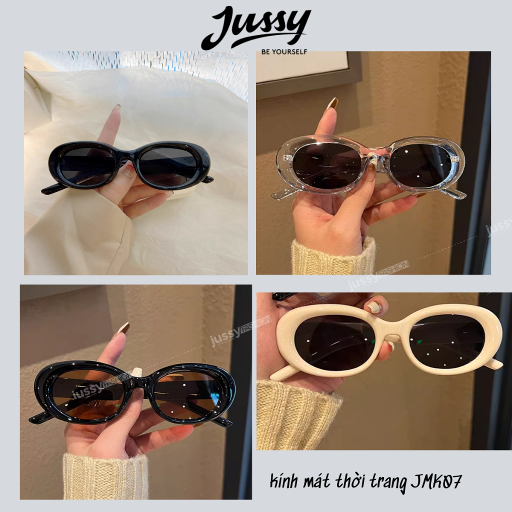 Kính Mát Cao Cấp JMK07 Jussy Fashion Kính Gọng Oval Chống Tia Uv Phong Cách Thời Trang Hàn Quốc Unisex