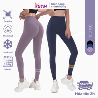 Quần thể thao nữ legging dài XGYM chất dệt kim, tập gym, yoga,chạy bộ, cạp cao, có chun mông XK2037