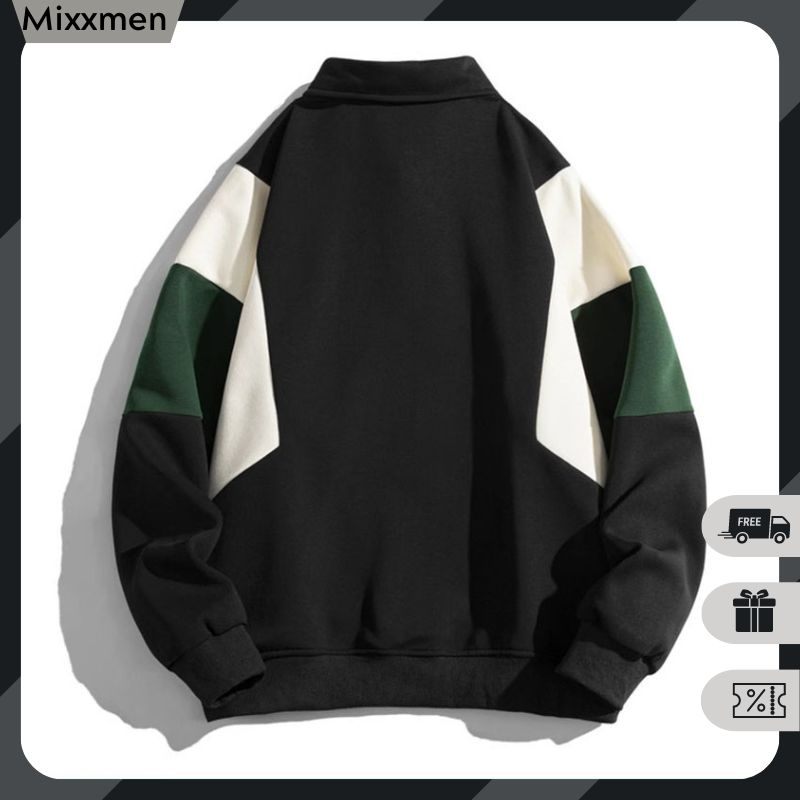 Áo Sweater Polo Nỉ Nam Nữ Dài Tay Unisex Kiểu Phối Màu Phong Cách Hàn Quốc Thời Trang Mixxmen TOP NAM 279V3