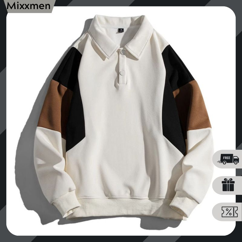Áo Sweater Polo Nỉ Nam Nữ Dài Tay Unisex Kiểu Phối Màu Phong Cách Hàn Quốc Thời Trang Mixxmen TOP NAM 279V3