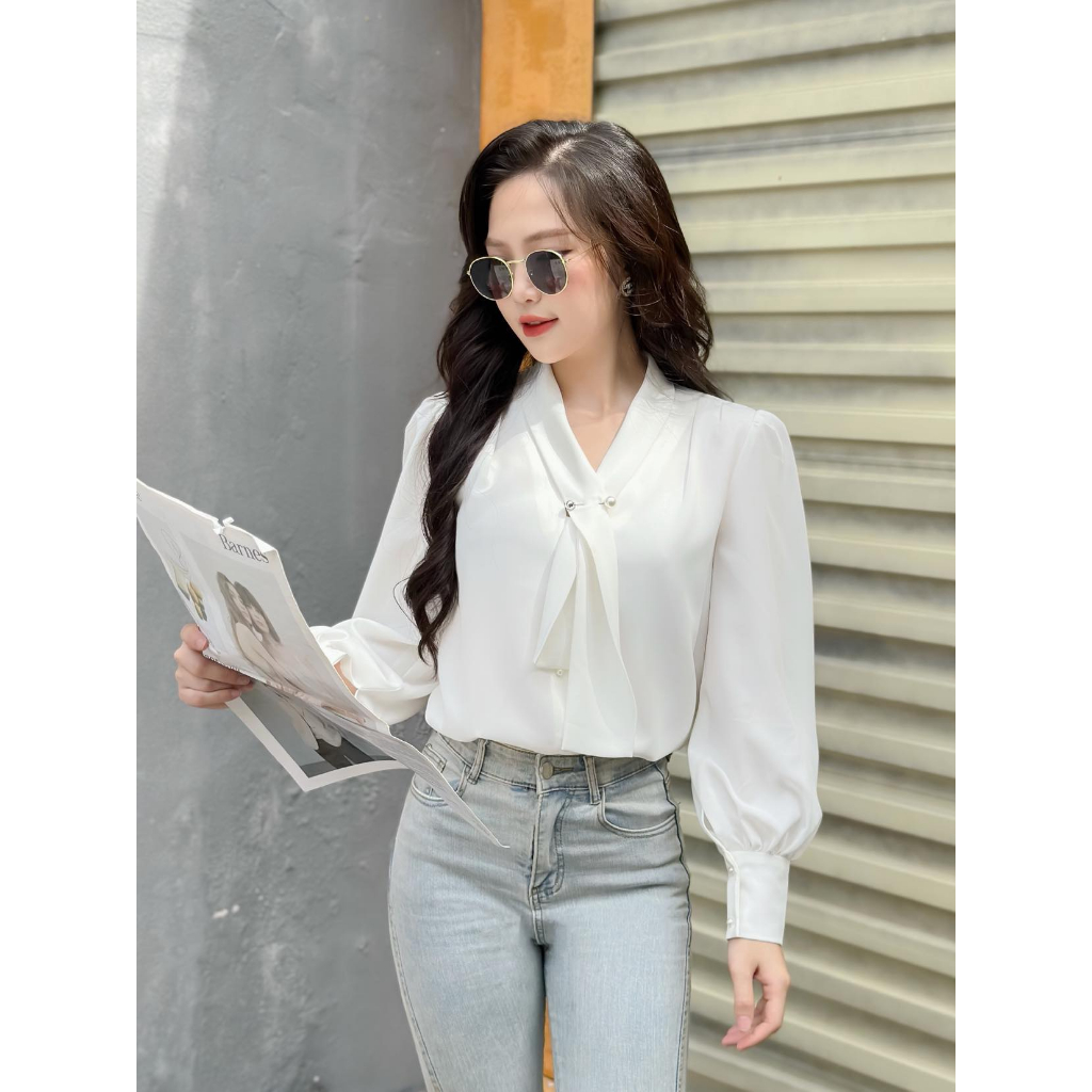 NEWDAY_Áo sơ mi kẹp ngọc Luna
