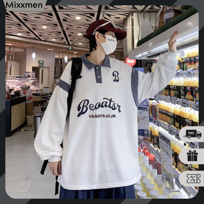Áo Sweater Polo Nỉ Nam Nữ Dài Tay Unisex In Chữ Boaster Phong Cách Ulzzang Thời Trang Mixxmen TOP NAM 280V1