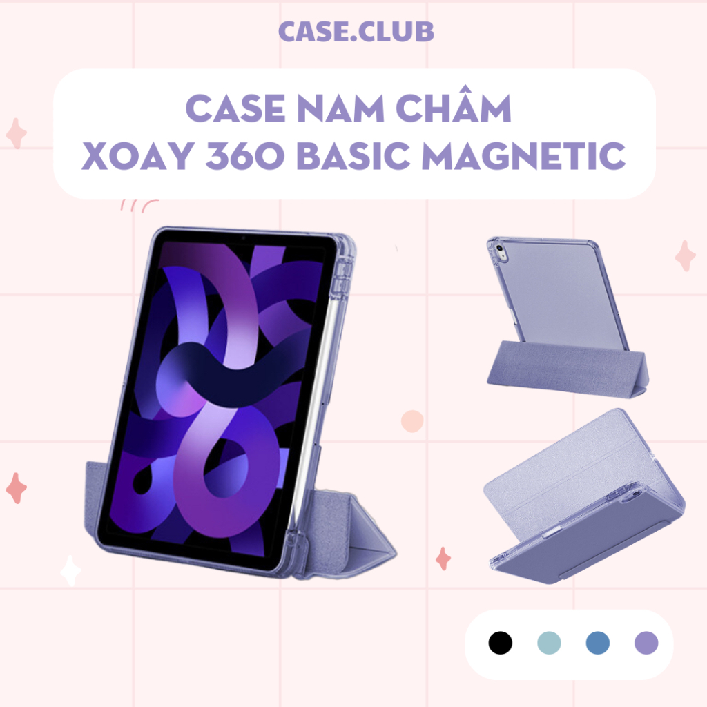 Case Bao da nam châm xoay i pad Basic Magnetic 360, tháo rời 2 mảnh cho Pro 11, Air 4 5, 10.2 inch