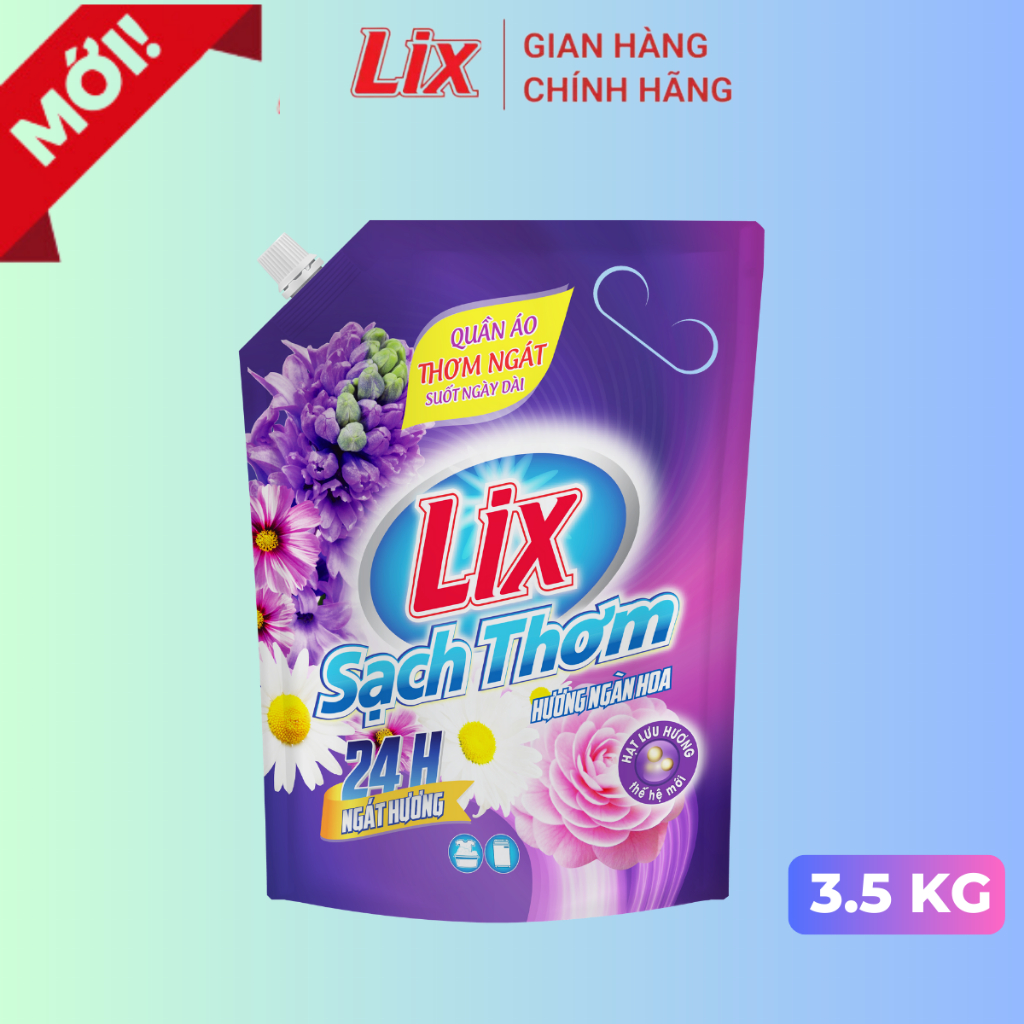 Nước giặt Lix sạch thơm hương ngàn hoa TÚI sạch nhanh vết bẩn N7403 và N7402 thơm hơn và lưu hương hơn - Lixco Việt Nam