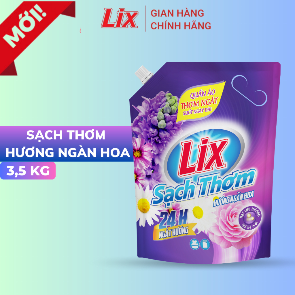 Nước giặt Lix sạch thơm hương ngàn hoa TÚI sạch nhanh vết bẩn N7403 và N7402 thơm hơn và lưu hương hơn - Lixco Việt Nam