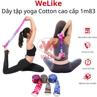 Dây tập Yoga Welike - Dây đai Cotton cao cấp dài 183x3,8cm hỗ trợ tập động tác khó tăng độ dẻo dai cho cơ thể siêu bền