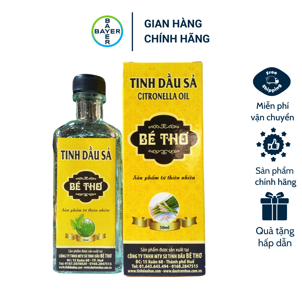 Tinh Dầu Xả Bé Thơ 50ml .Phòng Đuổi Muỗi,Xông Cảm Cúm Bôi Sát Trùng An Toàn Cho Bé