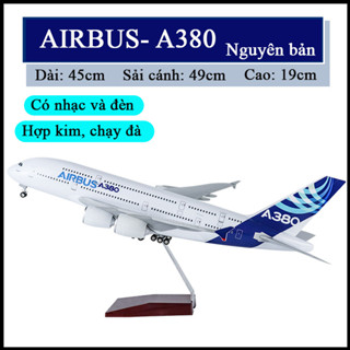 Mô hình máy bay Airbus A380 bằng hợp kim có bánh xe dài 45cm kèm chân đỡ