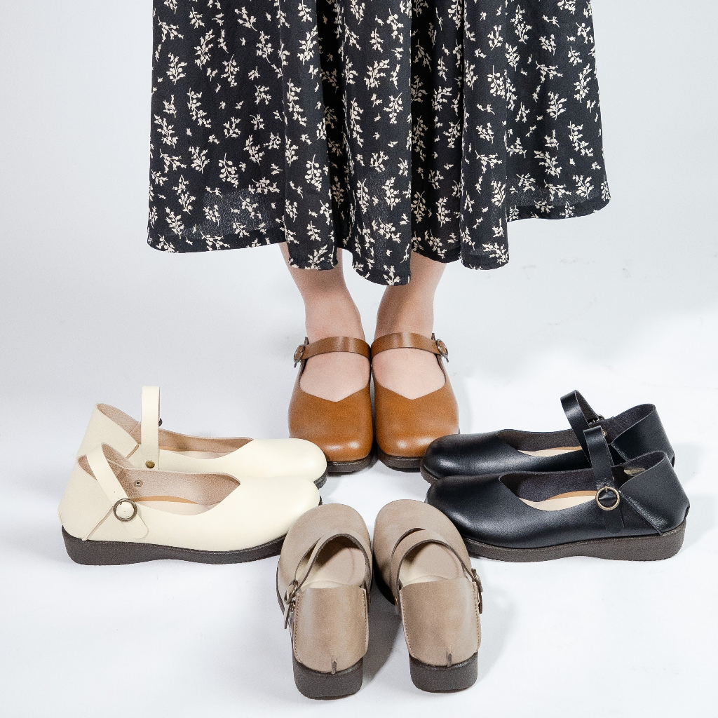 Giày da nữ quai ngang mũi tròn cao 2,5cm cao cấp siêu nhẹ, kháng khuẩn, khử mùi KOSU 49131 made in Kobe Japan