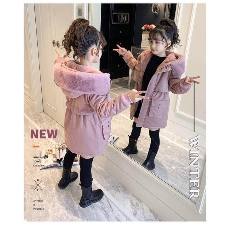 ÁO KHOÁC BÉ GÁI MŨ LÔNG SALE HÀNG QCCC