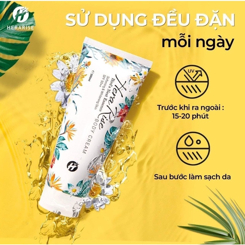Kem dưỡng thể Dưỡng trắng da body Hera Rise toàn thân kích trắng nâng tone SPF50+