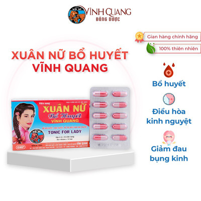 Xuân Nữ Bổ Huyết VĨNH QUANG - Hộp 40 viên - Điều hoà kinh nguyệt, đau bụng kinh, bế kinh, tắc kinh
