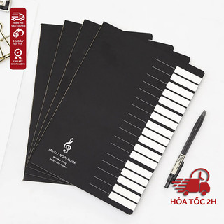 Vở chép nhạc 48 trang bìa phím đàn, giấy chất lượng cao, có in nhạc lý căn bản ở bìa cho học sinh