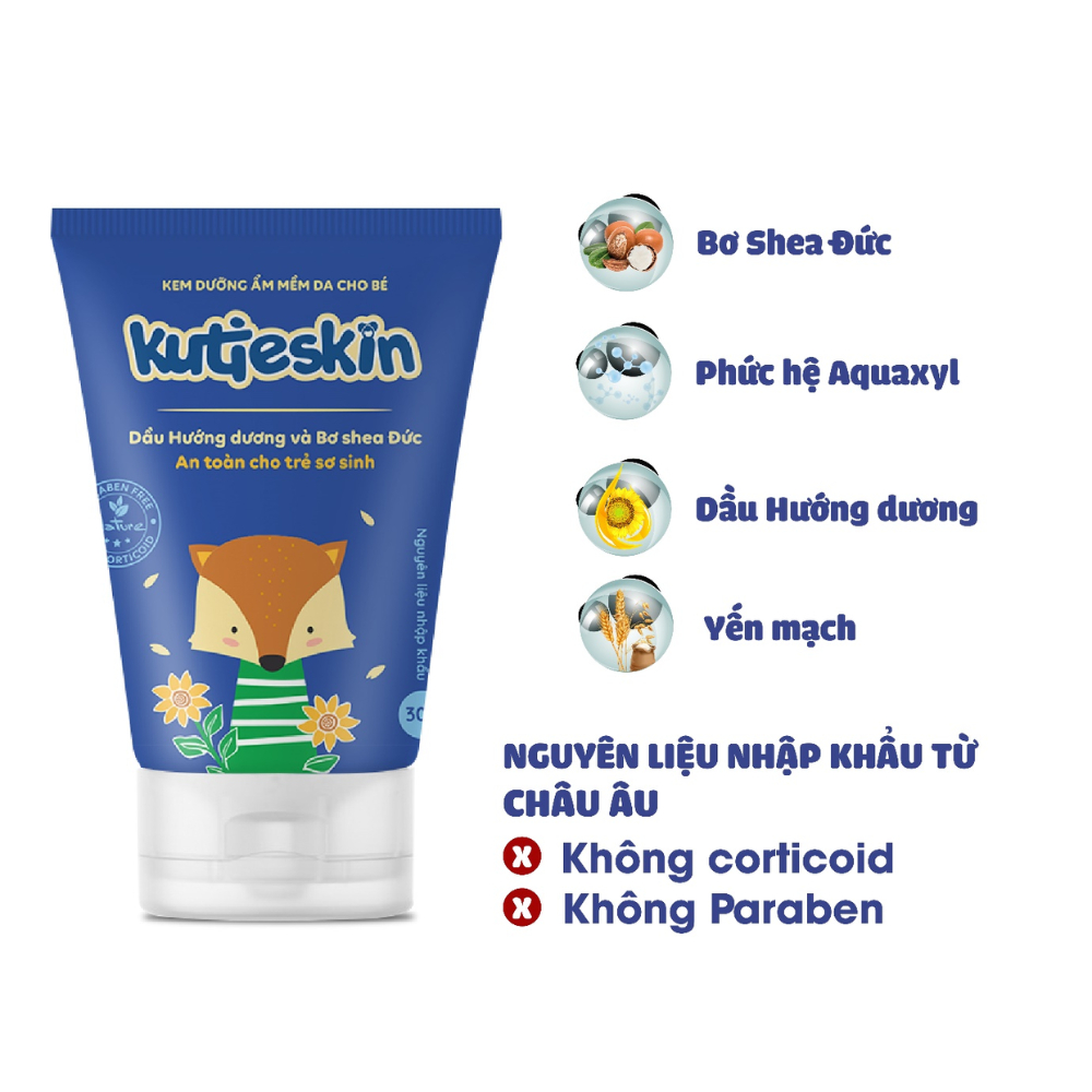 Bộ sản phẩm KUTIESKIN cho bé (dưỡng ẩm/ chàm sữa/ ngứa, hăm)