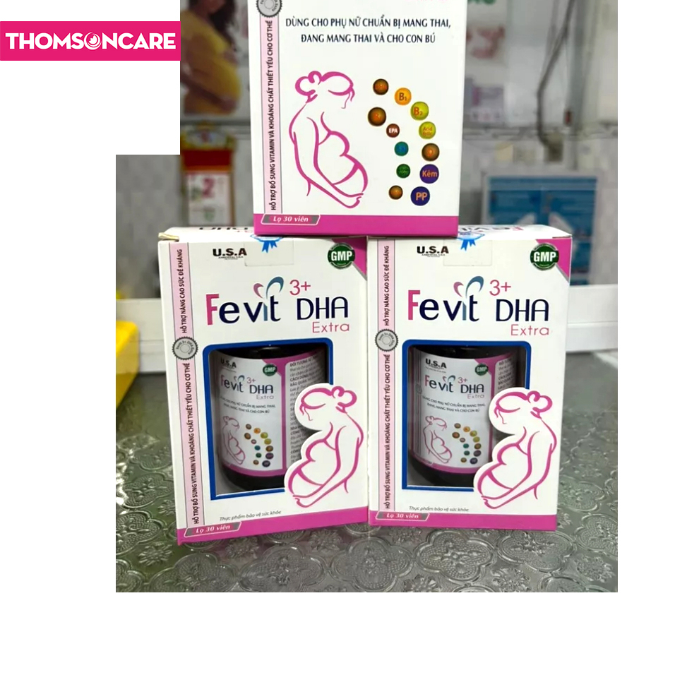 Viên uống bổ bầu Fevit DHA Extra - bổ sung vitamin và khoáng chất cần thiết trước và sau thai kì- Lọ 30 viên Thomsoncare