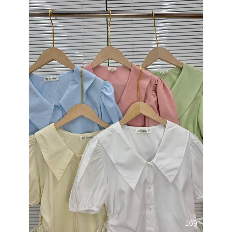 Áo sơ mi kiểu nữ tay bồng phối dây rút eo Mai Anh Clothing