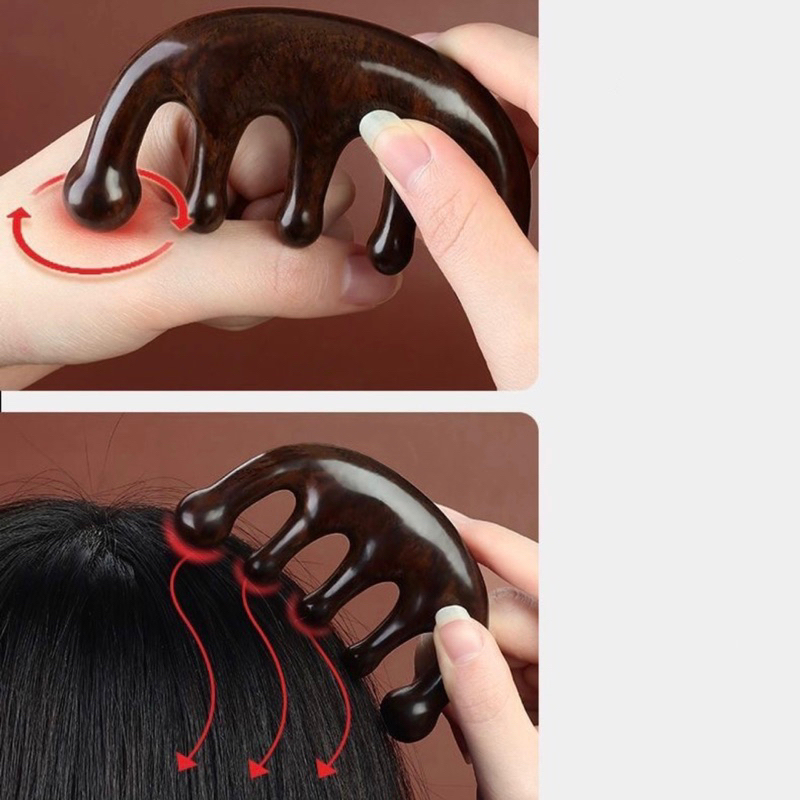 Lược gỗ đàn hương massage da đầu và toàn thân