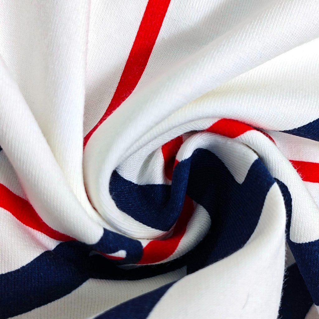 Áo thun Áo phông Tom.my trắng tay xanh dương chất vải 100% cotton mềm mịn thoáng mát