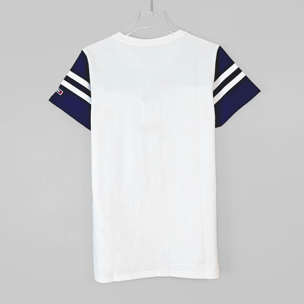 Áo thun Áo phông Tom.my trắng tay xanh dương chất vải 100% cotton mềm mịn thoáng mát