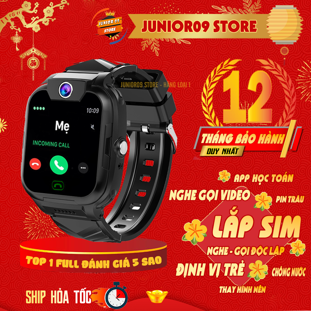 Đồng hồ thông minh Định vị Trẻ em Lắp sim Nghe gọi Video Call Chống nước cho bé trai bé gái JUNIOR09 WATCH KIDS PRO