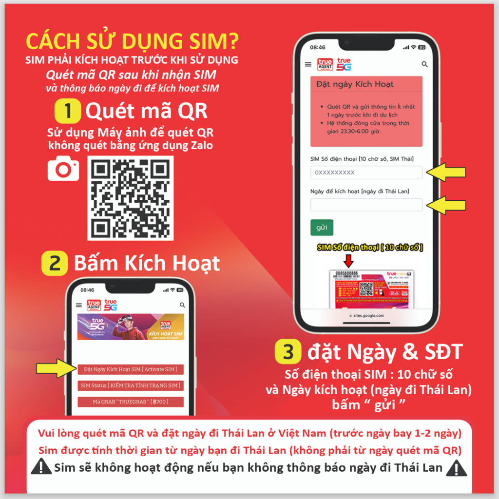 TRUE 5G : Sim Thái Lan 🇹🇭 40GB 7 ngày, Unlimited + Gọi miễn phí/ TRUE WIFI miễn phi