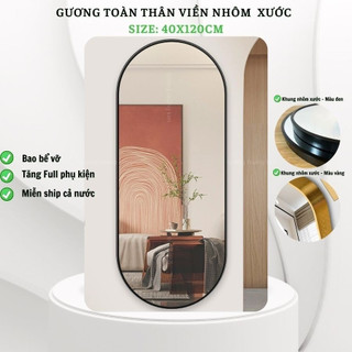 Gương toàn thân, Gương toàn thân treo thường mẫu viền hợp kim size 40x120cm trang trí decor tặng phụ kiện mirrortoctoc
