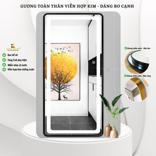 Gương toàn thân treo tường, Gương đèn led cao câp viền hợp kim size 40x120cm treo phòng khách ,thay đô mirrortoctoc