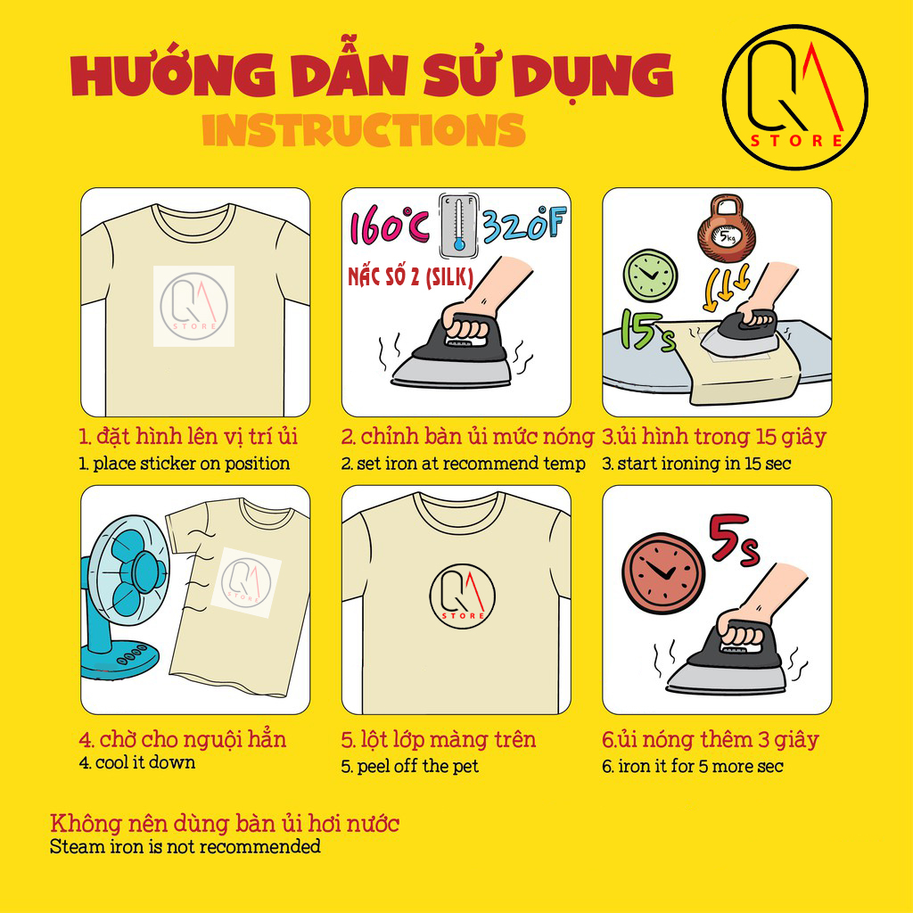 Hình ủi, hình ép nhiệt  - kích thước 10x10cm, bám dính cực tốt, không bong hay bay màu