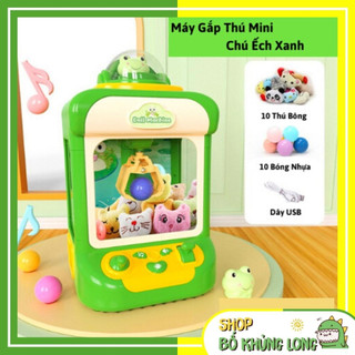 Đồ chơi máy gắp thú mini có hiệu ứng nhạc và đèn tặng kèm 10 gấu bông đồ chơi gắp thú cho bé - bố khủng long