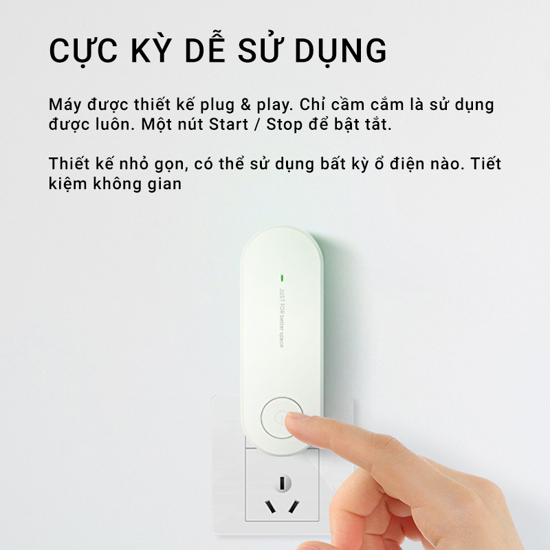 Máy lọc không khí ion âm mini - Cắm trực tiếp ổ điện 220V - Công dụng khử khói thuốc lá, khử formaldehyde, mùi hôi