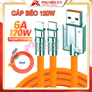 Cáp sạc nhanh 3 đầu 120W Béo bằng hợp kim kẽm silicon công micro USB type c cho Phone Android cáp sạc báo đèn