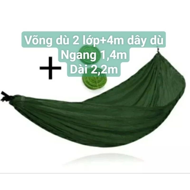 Võng dù 2 lớp 1m4*2m2 + túi