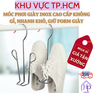 Móc treo phơi giày dép chất liệu inox không gỉ, nhanh khô, không làm mất dáng from giày, tiết kiệm diên tích, tiện dụng