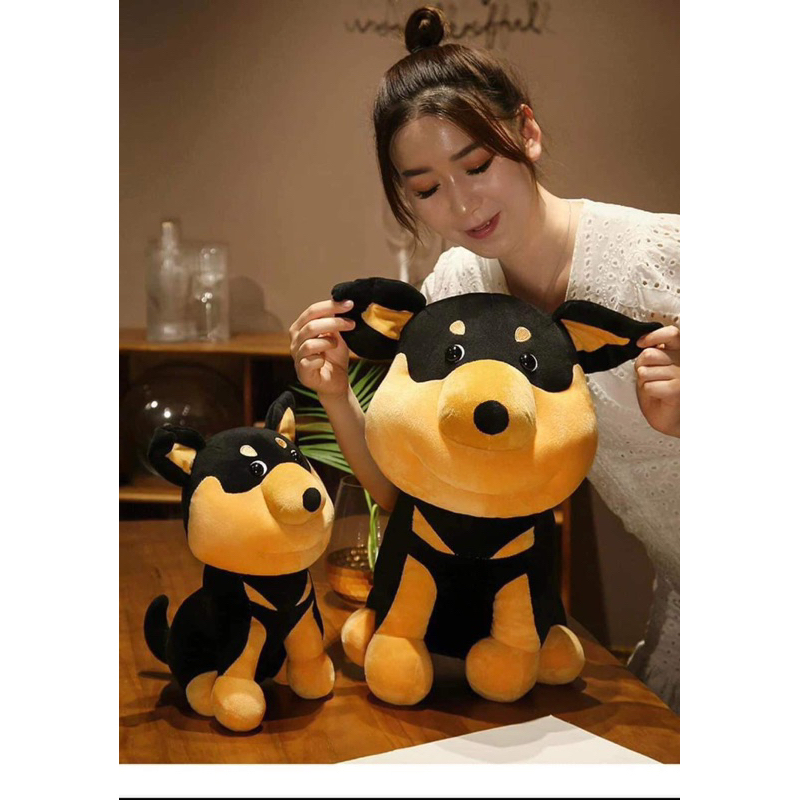 Thú nhồi bông hình chú chó mặt to, mũ đội đầu riêng