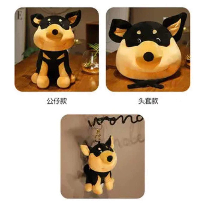 Thú nhồi bông hình chú chó mặt to, mũ đội đầu riêng
