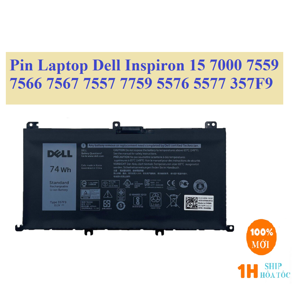 Pin Laptop Dell Inspiron 15 7000 7559 7566 7567 7557 7759 5576 5577 357F9 0GFJ6, 71JF4