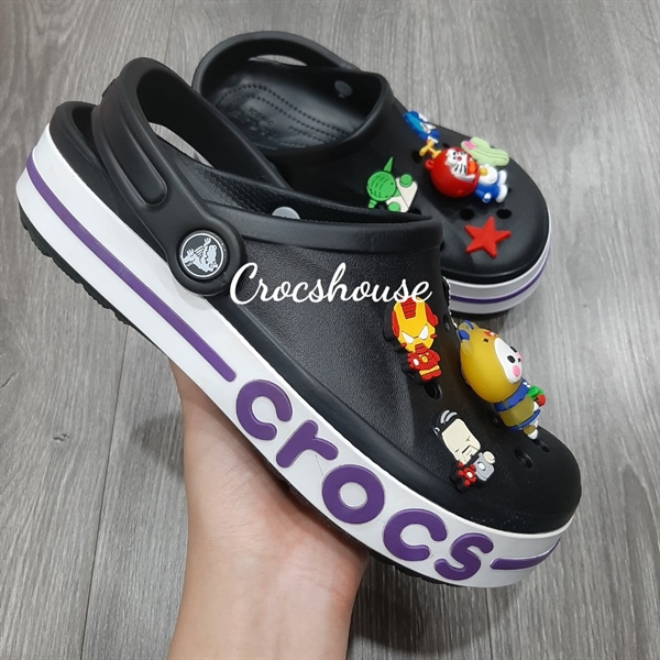 Dép sục crocs baya nam nữ màu đen viền tím chính hãng - Nhà cá sấu