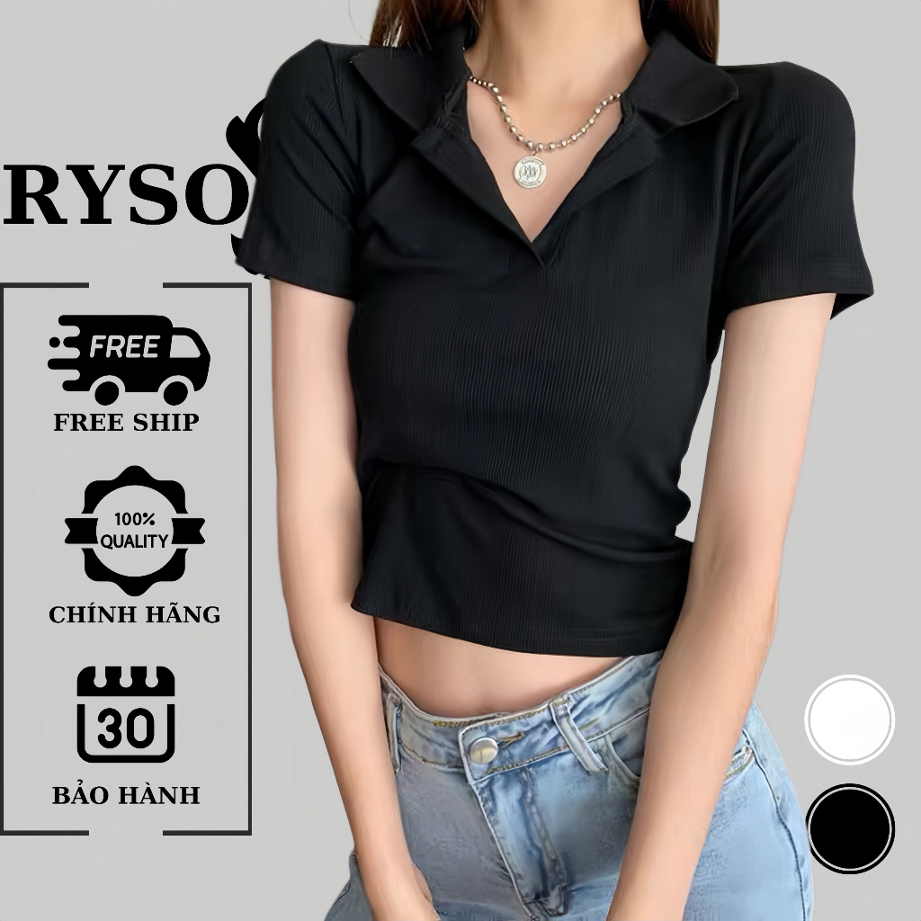 Áo Thun Croptop Polo Nữ Ngắn Tay Cotton Co Giãn RYSO FASHION