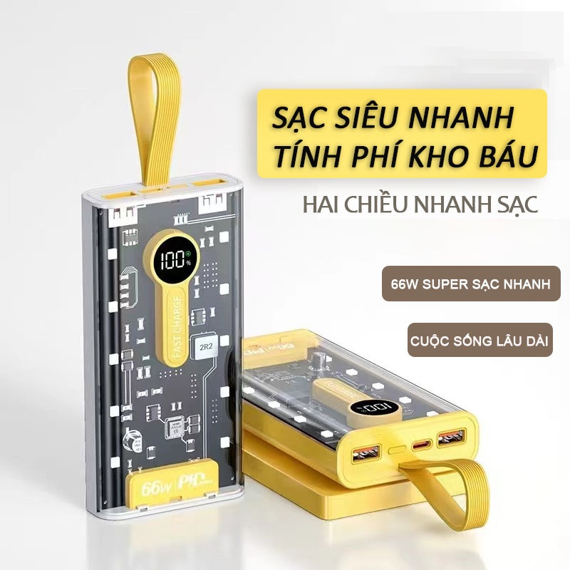 Pin dự phòng pin 20000mAh trong suốt dung lượng lớn sạc nhanh 22,5W cho nhiều thiết bị điện thoại CHÍNH HÃNG DL TECH