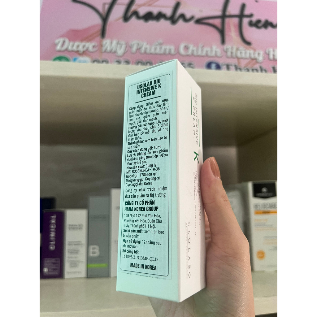 USOLAB Bio Intensive K Cream 50ml - Kem Dưỡng Vitamin K Dịu Da Tức Thì
