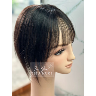 Tóc mái loại dày phủ hói, phủ bạc làm bằng tóc thật rẽ được ngôi tóc, lưới mát nhẹ
