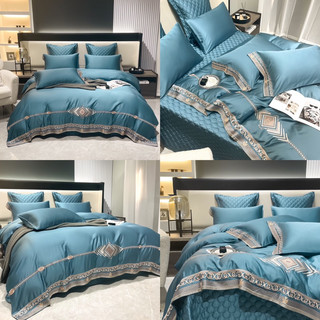 Bộ Chăn ga gối Tencel mix Lụa 120s phối màu vân đá chìm sang trọng