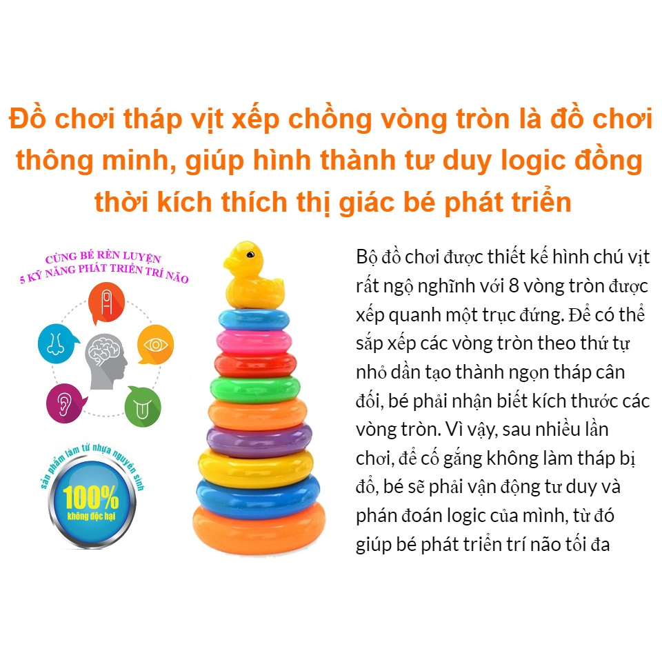 Đồ Chơi Tháp Xếp Chồng Cầu Vồng 12 Vòng Cho Bé Tư Duy Phát Triển Trí Não