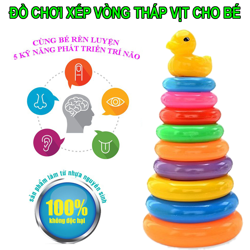 Đồ Chơi Tháp Xếp Chồng Cầu Vồng 12 Vòng Cho Bé Tư Duy Phát Triển Trí Não