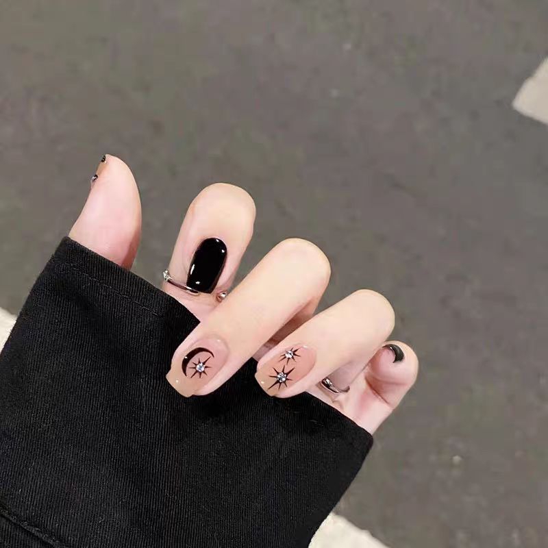 Sticker sao 5 cánh-sticker sao 6 cánh màu trắng,đen,bạc,hồng dán trang trí móng tay